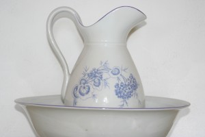 Old Kettle with a bowl Czech porcelain set